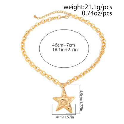 Big Star Necklace Chunky Necklace for Women Boho Thick Chain Statement Necklace Trendy Large Star Pendant Necklace Bold Vintage Chunky Jewelry - style: Style G