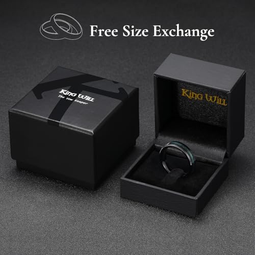 King Will Mens Galaxy Tungsten Wedding Band | 6mm/8mm, Beveled Edge, Comfort Fit, Durable, Sandstone Opal Inlay Polished, Everyday Wear - color: Blue Green-6mm