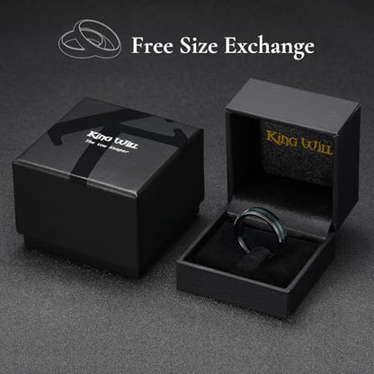 King Will Mens Galaxy Tungsten Wedding Band | 6mm/8mm, Beveled Edge, Comfort Fit, Durable, Sandstone Opal Inlay Polished, Everyday Wear - color: Blue Green-6mm