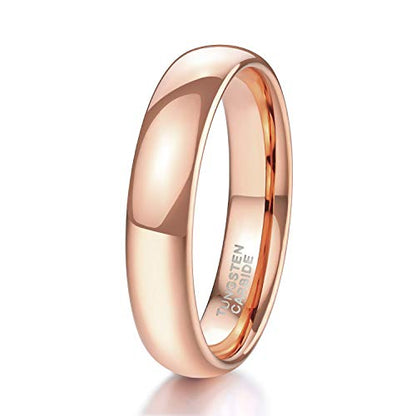 TRUMIUM 2mm 4mm 6mm 8mm Tungsten Wedding Band Ring for Men Women Silver/Rose Gold Plated/Rainbow/Gold Plated Domed High Polish Engagement Promise Rings Comfort Fit 4-15 - color: 4mm rose gold plated