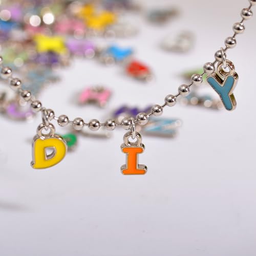 stino 200Pcs A-Z Metal Letter Charms for Jewelry Making, Capital Alphabet Initial Charms - color: 200Pcs Random Silver Cursive