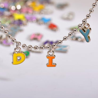 stino 200Pcs A-Z Metal Letter Charms for Jewelry Making, Capital Alphabet Initial Charms - color: 200Pcs Random Silver Cursive