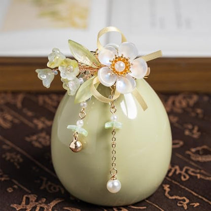 A Pair Wedding Hair Clips, Handmade Floral Design Crystal Hair Clips Pearl Barrettes, Rhinestones Flower Clips Pearl Headpieces Hair Pins Hair Accessories for Women Girls (White Flower) - color: White Flower