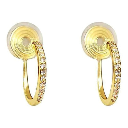 Clip On Earrings for Women 14K Gold Plated Hoop CZ Huggie Hoops Small Adjustable Non Pierced Fake Golden Earrings Invisible Hoop Clip On Earrings - color: 1 Pair Gold