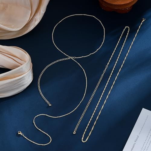 Waist Chain for Women 14K Gold/Silver Plated Body Chain Beads Link Belly Chains Belly Belt Waist Beads Chains Adjustable Sexy Bikini Body Jewelry Daily Belts Gifts for Women - style: 2Pcs Rope Satellite-GD