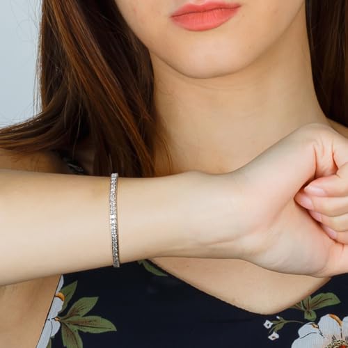 3MM Square Cubic Zirconia Tennis Bracelet for Women and Men, Classic Tennis Bracelet Wrist Size 6.5-8 inches - size: 6.75"