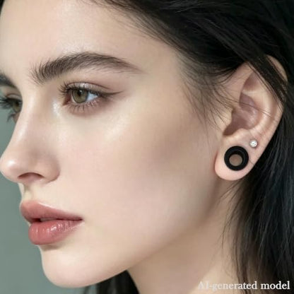 14G-00G Double Flare Screw On Gauges Tunnels Plugs Stretching Set Kit 316L Surgical Steel Gauges Tunnel Plug for Ears Size 16G 12G 10G 8G 6G 4G 2G 0G 00G Women Men - color: Black Tone-14G-00G