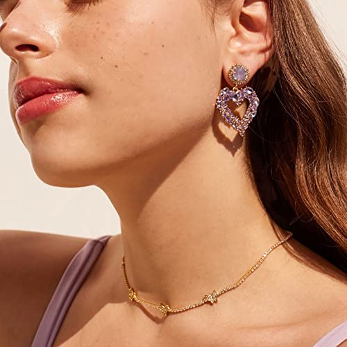Luxval Tennis Necklace 14K Gold Plated Rhinestone Butterfly Choker Necklaces for women Dainty Zirconia Cut Faux Diamond chain 3mm - color: Silver-butterfly