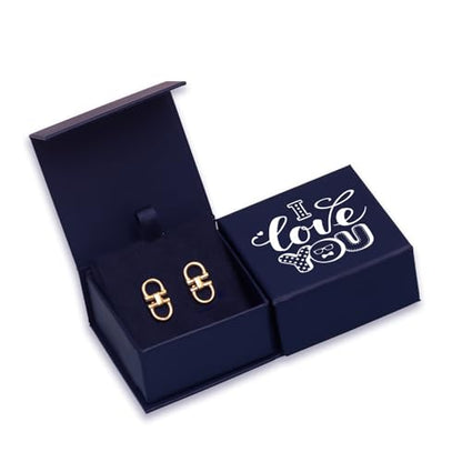 LeCalla 925 Sterling Silver Men's Cufflink | Silver Cufflinks For Men Jewelry | 14K Gold-Plated Cufflinks Business Wedding Shirt Accessories Gift for Son, Father, Husband - style: 14K Horse Bit with Customized Box