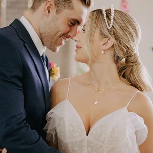 Layered Pearl Necklaces for Women 14K Gold Plated Trendy Faux Pearl Drop Y Necklace Dainty Pearl Choker Gold Layering Necklace,Jewelry Gift for Her,Mother,Wife,Girlfriend - style: Layer Pearl