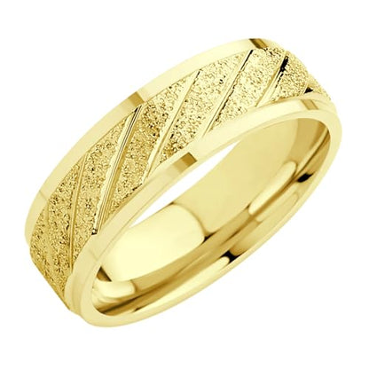 555Jewelry 4mm Sandblast Stainless Steel CZ Wedding Band Ring for Women & Men - color: Gold Style 9