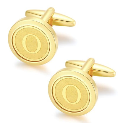 GWD Initial Cufflinks for Men Classic Cuff links Mens Letter Shirts CuffLinks Wedding Gift - color: O