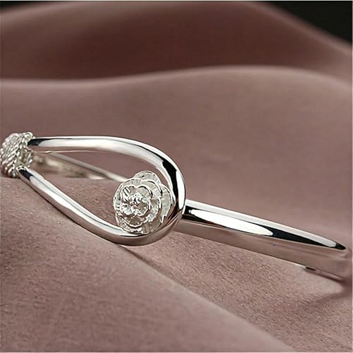 925 Sterling Silver Bangles For Women Handmade Silver Bangles Open Adjustable Bangle Bracelets For Women Silver Open Cuff Bracelets Stackable Wrap Bangles Festival Jewelry Gifts - color: Style 02