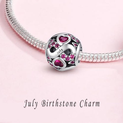 HappyStar 925 Sterling Silver Birthstone Charms fits Charms Bracelets for Woman，with 5A Cubic Zirconia Dangle Pendant Bead,Happy Birthday Charms for Bracelet and Necklace - color: C7 Infinity Symbol July Birthstones