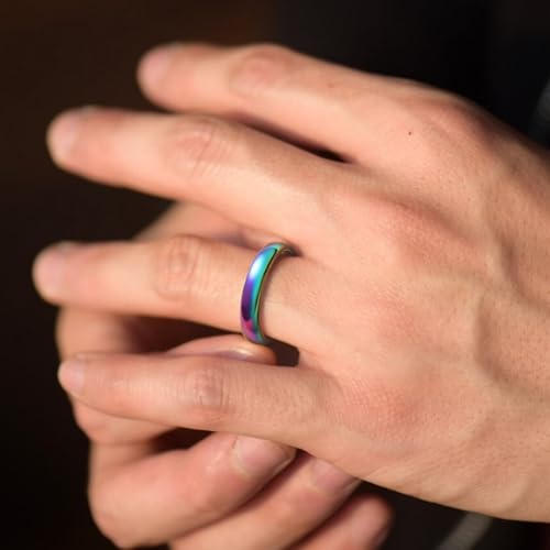 King Will Men's Women's Tungsten Carbide Ring 24k Gold Plated Rose Gold Plated Domed Polished Finish Wedding Band | Gold/Rose Gold, 1.5mm/2mm/4mm/6mm/8mm, Polished, Everyday Wear - color: Rainbow 4mm