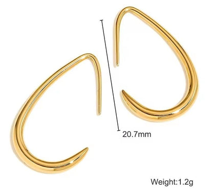 18K Gold Plated Stainless Steel Statement Earrings for Women - Trendy Hoops with Cubic Zirconia - Lightweight Non-Tarnish Waterproof Fashion Jewelry Gift - style: Teardrop Hoops