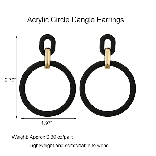 RUOFFETA Acrylic Rectangle Earrings, Fashion Acrylic Square/Oval/Hoop Statement Drop Earrings for Women - color: Black Hoop