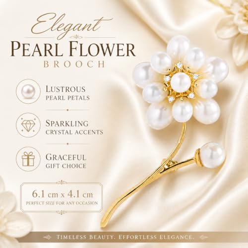 Flower Brooch for Women Rhinestone Pearl Zirconia Flower Lapel Pin Birthday Holiday Gift for Mother Wife Girlfriend - color: 06