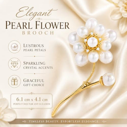 Flower Brooch for Women Rhinestone Pearl Zirconia Flower Lapel Pin Birthday Holiday Gift for Mother Wife Girlfriend - color: 06