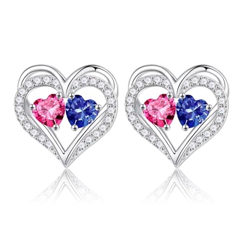 Iefil Birthstone Earrings for Women - 925 Sterling Silver Birthstone Earrings, Anniversary Birthday Gifts for Women Wife Girlfriend Mom - color: 10-12-Oct-Dec Birthstone