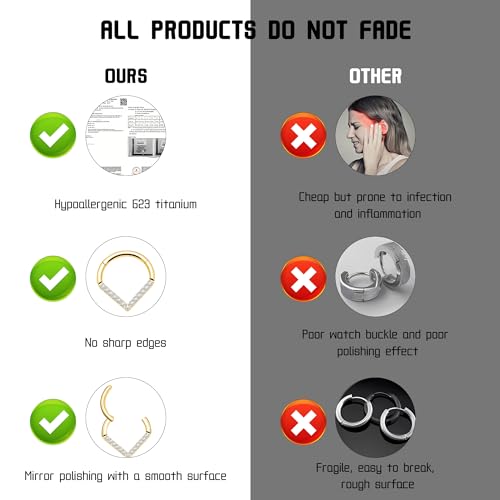 Titanium Septum Rings, Nose Rings Hoops for Women, Segment Nose Rings 16G 8mm/10mm Hypoallergenic Cartilage Conch Helix Rook Hoop Earrings - color: Teardrop-Gold, size: 16 Gauge 8mm