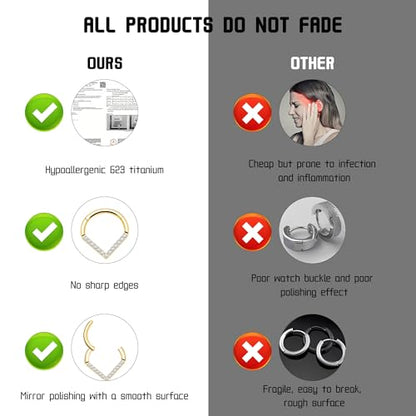 Titanium Septum Rings, Nose Rings Hoops for Women, Segment Nose Rings 16G 8mm/10mm Hypoallergenic Cartilage Conch Helix Rook Hoop Earrings - color: Teardrop-Gold, size: 16 Gauge 8mm