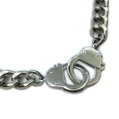 Succuba Stainless Steel Handcuff Choker Necklace Chain Pendant Choker Collar Necklace for Women and Men from 16 to 24 Inches with Box - color: G, size: 22 Inches