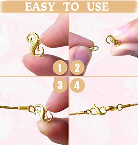 Dailyacc S925 Double Opening Lobster Clasp Sterling Silver and Gold Necklace Bracelet Extender Clasps and Closures for DIY Jewelry - color: Gold, size: 13mm × 7mm