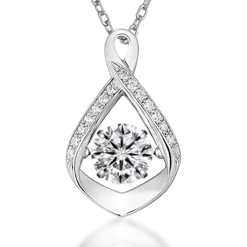 ARINZA Moissanite Necklace for Women, 1 Ct 925 Sterling Silver Dancing Stone Pendant, 18+2 Inch Chain, Valentine’s Day Christmas Gift for Her, Wife, Mom, Anniversary, Birthday - color: 8 Infinity Love