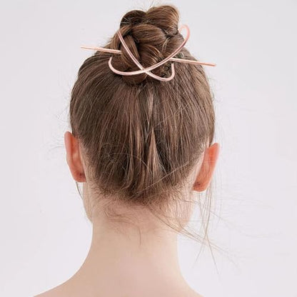 Minimalist X-Shaped Hair Pins for Bun Holder, Gold Silver Rose Gold, Metal Hair Stick Accessories, 3 Pack