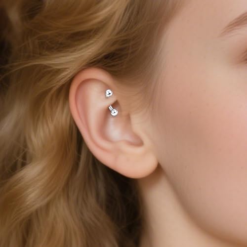 Ruifan 20g 18g 16g 14g 12g 8g 6g 4g 2g Rook Piercing Jewelry Titanium Internally Threaded Curved Barbell Eyebrow PA Tragus Helix Conch Lobe Earrings Lip Rings Body Piercing Jewelry For Women Men - size: 2G - 12mm Ball