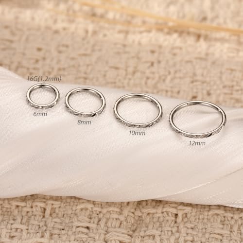 FUNLMO 316L Surgical Steel Cube Zircon Nose Ring Septum Jewelry Helix Conch Tragus Rook Daith Piercing Jewelry Cartilage Earring for Women Men - color: Silver