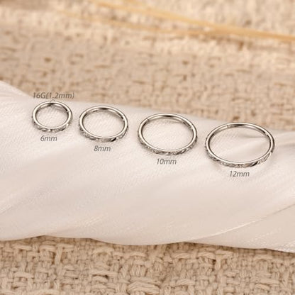 FUNLMO 316L Surgical Steel Cube Zircon Nose Ring Septum Jewelry Helix Conch Tragus Rook Daith Piercing Jewelry Cartilage Earring for Women Men - color: Silver