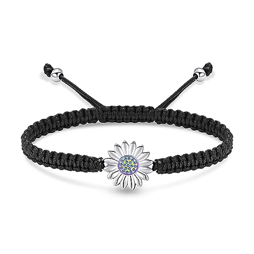 Sunflower Cremation Urn Bracelet for Adjustable Boho Daisy Handmade Cremation Jewelry Braided Rope Bracelets for Women Jewelry Gift With Funnel Kit & Bag - color: Silver+Rainbow
