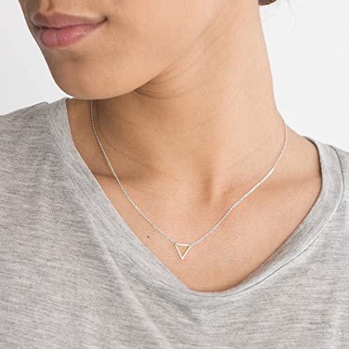 Turandoss Gold Layered Necklaces for Women - 14K Gold Plated Handmade Multilayer Bar Pearls Coin Disc Moon Butterfly Medallion Adjustable Dainty Layered Choker Necklaces for Women Jewelry - style: 3PCS Silver - Chain&Triangle&Bar