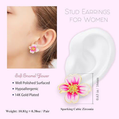 Clip on Earrings Women, 14K Gold Plated Earrings for Sensitive Ears, Fashion Women's Earrings Jewelry Birthday Gift for Wife Grandma Daughter Girls on Christmas Thanksgiving - color: Gold Pink Earrings