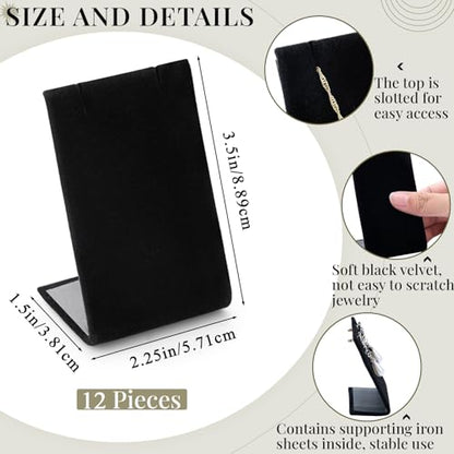 RattanView 12 Pieces Velvet Earring Display Stand Necklace Pendant Jewelry Stand Showcase Organizer Display Holder for Earring Pendant Accessory Rack(Black,Straight Style,Velvet) - color: Black