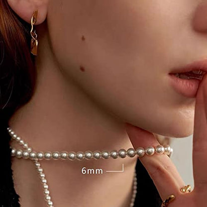 HERIER Gold Jewelry Set for Women - Dainty 14K Gold/Silver Plated Pearl Choker Necklace, Drop Earrings & Bracelets - Wedding Trendy Pearl Jewelry Gift - color: Pearl Necklace+Earrings-Silver
