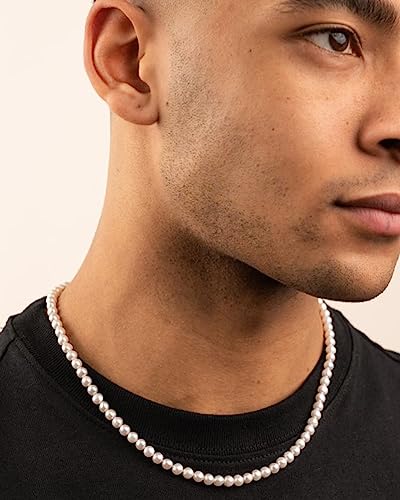 Aleasha Faux Pearl Strand 4mm-10mm 14"-22" White Pearl Necklace Choker Women Men Wedding Jewelry - color: White-6mm, size: 18inches