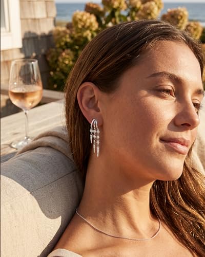 Gold Earrings for Women Trendy 14K Gold Plated Dangle Earrings Small Hoop Huggie Drop Stud Earrings Cubic Zirconia Simple Minimalist Dainty Chain Tassel Hypoallergenic Earrings - color: Tassel & Silver