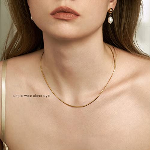 Freekiss Layered Necklace Set for Women Stackable | Herringbone Snake Cuban Rope Chain, Dainty Choker, Layered Stackable, Non Tarnish, Hypoallergenic, Adjustable 14-18.5" - color: Gold, style: Layer Beaded Choker+1.5mm snake
