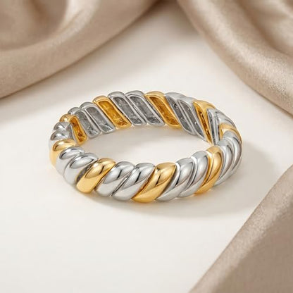 FAMARINE Gold Silver Chunky Bangle Bracelet for Women Men - style: Style M