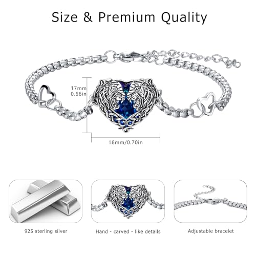 Animal Bracelet for Women 925 Sterling Silver Celtic Dragon/Horse/Wolf Bracelet Adjustable Bracelet Cute Animal Jewelry Gift for Women - style: Tiger Bracelet