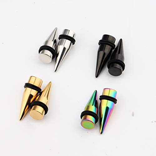 9mm 11mm Ear Gauges Plugs Tunnels Taper Stretching Kit Stainless Steel Expander Piercing Jewelry with O-ring 2 Pairs - color: Gauge=11mm,Silver