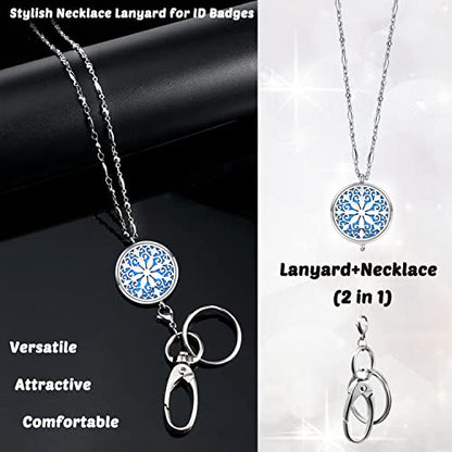 Lanyards for ID Badges Keys Women Cute Teacher Lanyard ID Holder Necklace Silver Chain Fashion Keychain Diffuser Office School Work Jewelry Nurse Teacher Appreciation Gifts Mandala - color: 1-mandala