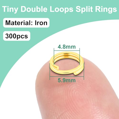 6mm 300 PCS Gold Tiny Split Ring for Jewelry Making, Double Loops Split Jump Rings Necklaces Bracelets Earrings Metal Mini Key Rings DIY Craft Hardware - color: 5.9mm(inside dia. 4.8mm) Tiny Rings Gold 300pcs