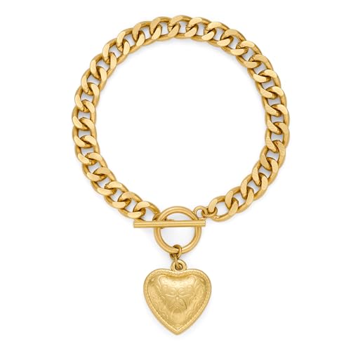 Gold & Silver Heart Chain Link Bracelets For Women - color: AMZ-SL22341A