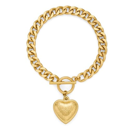 Gold & Silver Heart Chain Link Bracelets For Women - color: AMZ-SL22341A