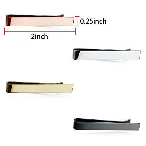 HAWSON 2 inch Tie Clips for Men-Skinny Tie Bar Tie Set for Wedding Anniversary Business and Best Gift for Dad Husband Brother - color: High Polish-without Letter