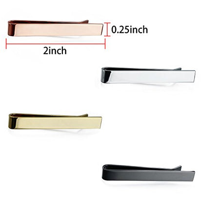 HAWSON 2 inch Tie Clips for Men-Skinny Tie Bar Tie Set for Wedding Anniversary Business and Best Gift for Dad Husband Brother - color: High Polish-without Letter